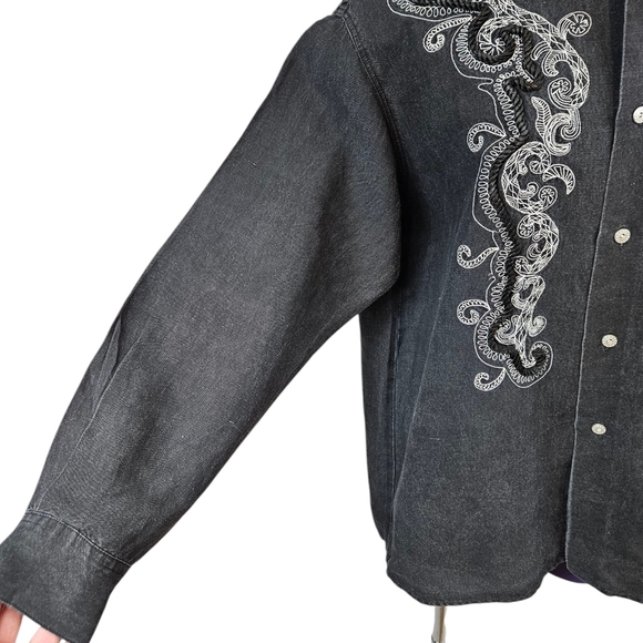 Vintage International Male Western Embroidered Rope Button Down Shirt Medium L8 - Picture 7 of 11